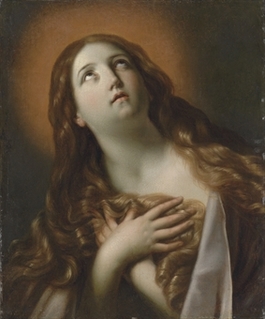 Mary Magdalene looking toward Heaven