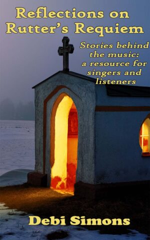 book cover for reflections on rutter's requiem, shows a small chapel lit from within